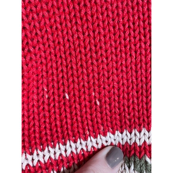 Vintage Red Knit Sweater Geometric Aztec Print Pullover 80s 90s Size Medium - Picture 4 of 11